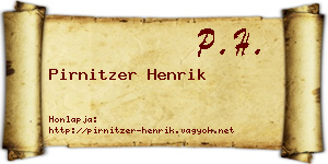 Pirnitzer Henrik névjegykártya